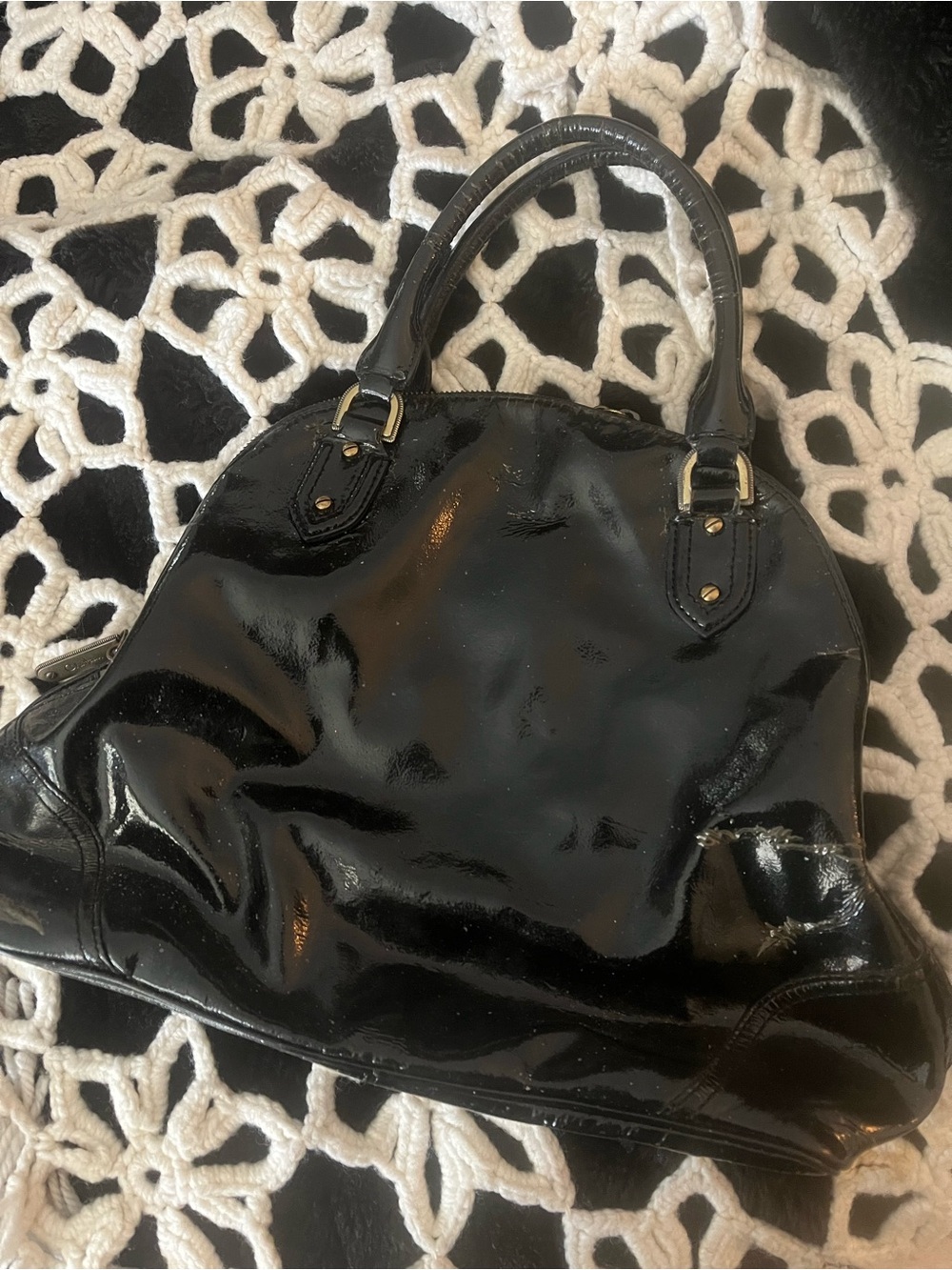 Cole Haan Black Patent Top-Handle Satchel